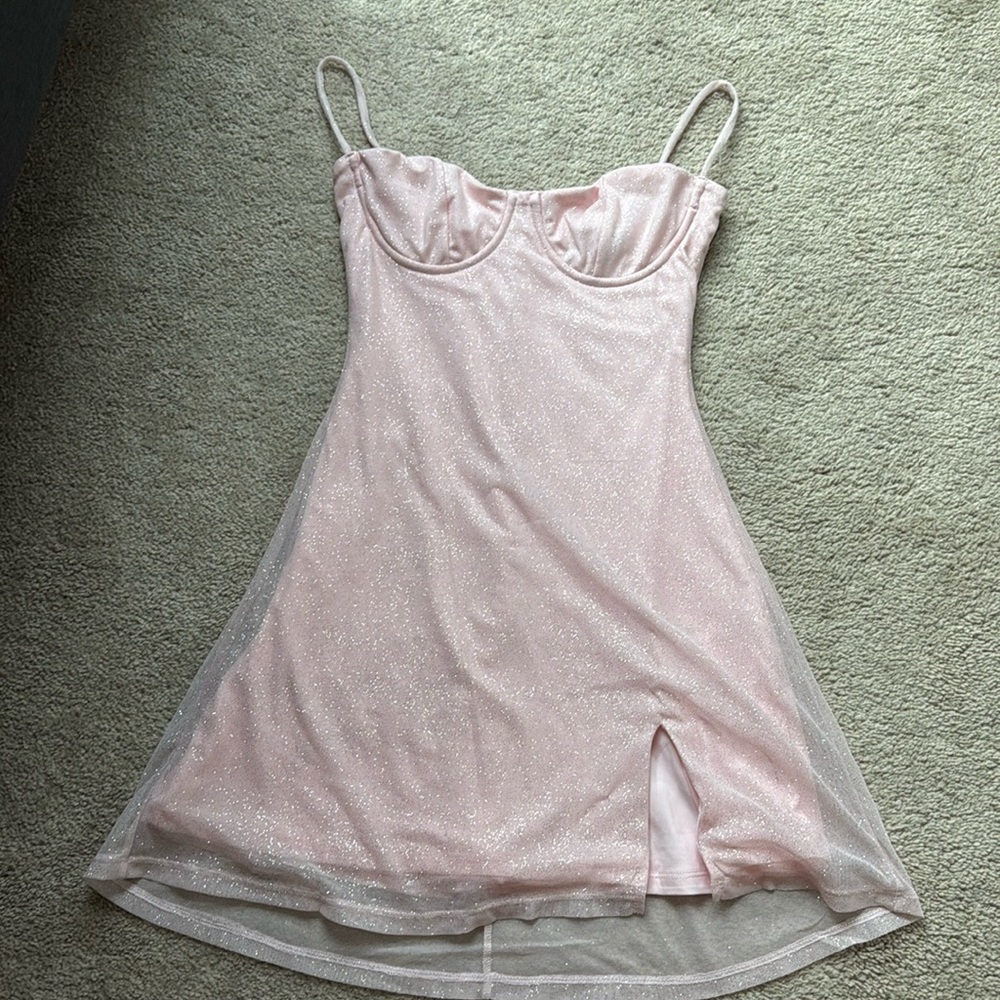 Pink sparkly mini dress